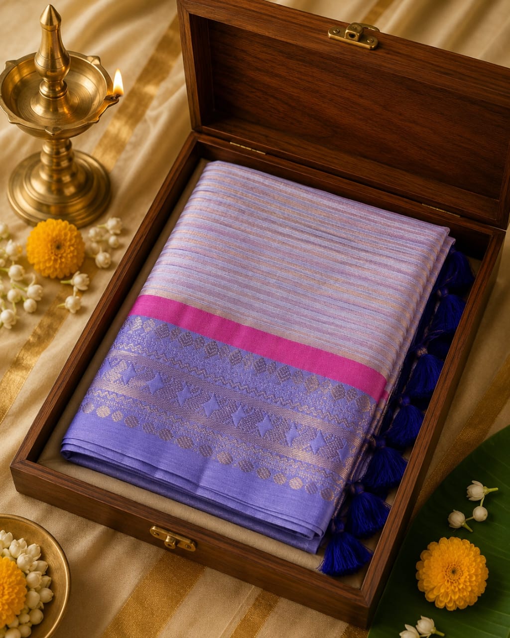 Suvarna Stripe Mul Cotton Saree
